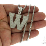 CZ Silver Initial(W) Pendant 24 Inches Franco Chain Set 58491 - Image 4