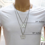 CZ Silver Initial(W) Pendant 24 Inches Franco Chain Set 58491 - Image 7