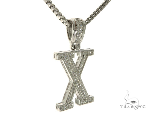 CZ Silver Initial(X) Pendant 24 Inches Franco Chain Set 58492 - Image 2