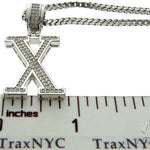 CZ Silver Initial(X) Pendant 24 Inches Franco Chain Set 58492 - Image 5