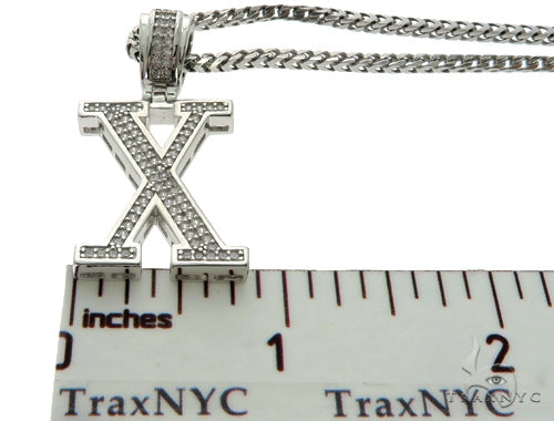 CZ Silver Initial(X) Pendant 24 Inches Franco Chain Set 58492 - Image 5