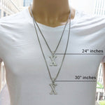 CZ Silver Initial(X) Pendant 24 Inches Franco Chain Set 58492 - Image 6