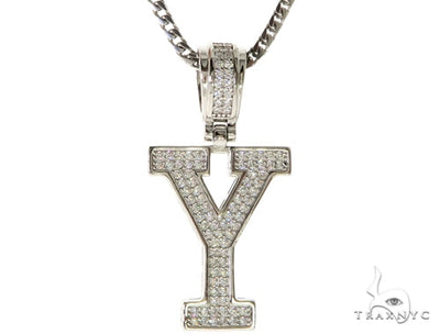 CZ Silver Initial(Y) Pendant 24 Inches Franco Chain Set 58493 - Image 1