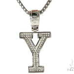 CZ Silver Initial(Y) Pendant 24 Inches Franco Chain Set 58493 - Image 3