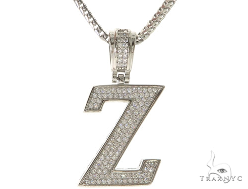 CZ Silver Initial(Z) Pendant 24 Inches Franco Chain Set 58494 - Image 1