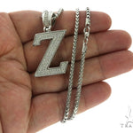 CZ Silver Initial(Z) Pendant 24 Inches Franco Chain Set 58494 - Image 3