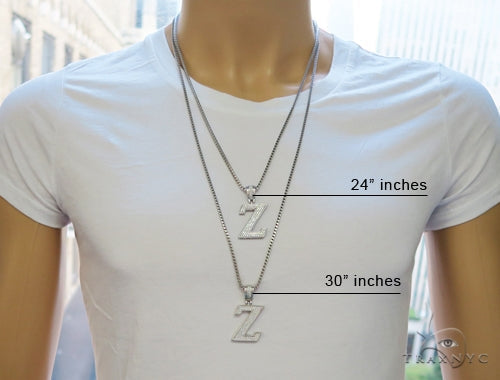 CZ Silver Initial(Z) Pendant 24 Inches Franco Chain Set 58494 - Image 6