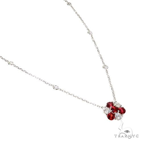Candy Cane Sapphire Diamond Flower Necklace 67225 - Image 2
