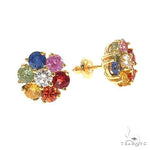 Large Rainbow Diamond Flower Earrings 66858 - Image 2