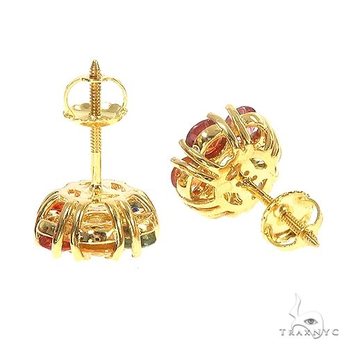 Large Rainbow Diamond Flower Earrings 66858 - Image 3