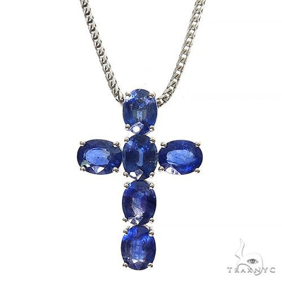 Celestial Blue Oval Sapphire Cross Set .925 Silver 69680 - Image 1