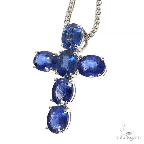 Celestial Blue Oval Sapphire Cross Set .925 Silver 69680 - Image 3