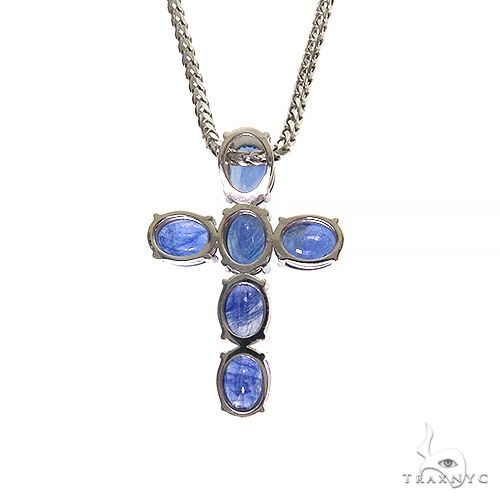 Celestial Blue Oval Sapphire Cross Set .925 Silver 69680 - Image 4