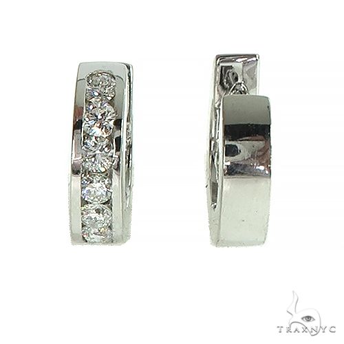 Channel Setting Hoop Huggie Earrings 66951 - Image 3