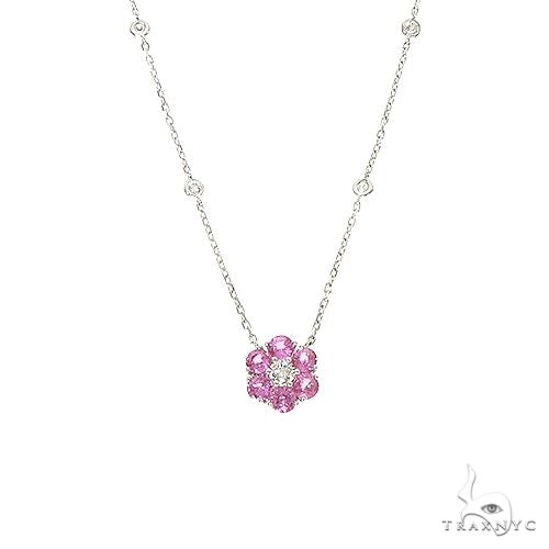 Cherry Blossom Sapphire Diamond Flower Necklace 67235 - Image 1