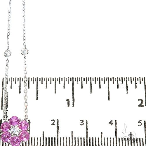 Cherry Blossom Sapphire Diamond Flower Necklace 67235 - Image 6