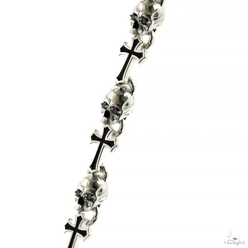Life and Death Skull Cross Bracelet .925 Silver 70048 - Image 5
