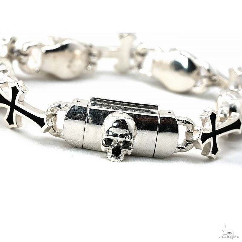 Life and Death Skull Cross Bracelet .925 Silver 70048 - Image 6