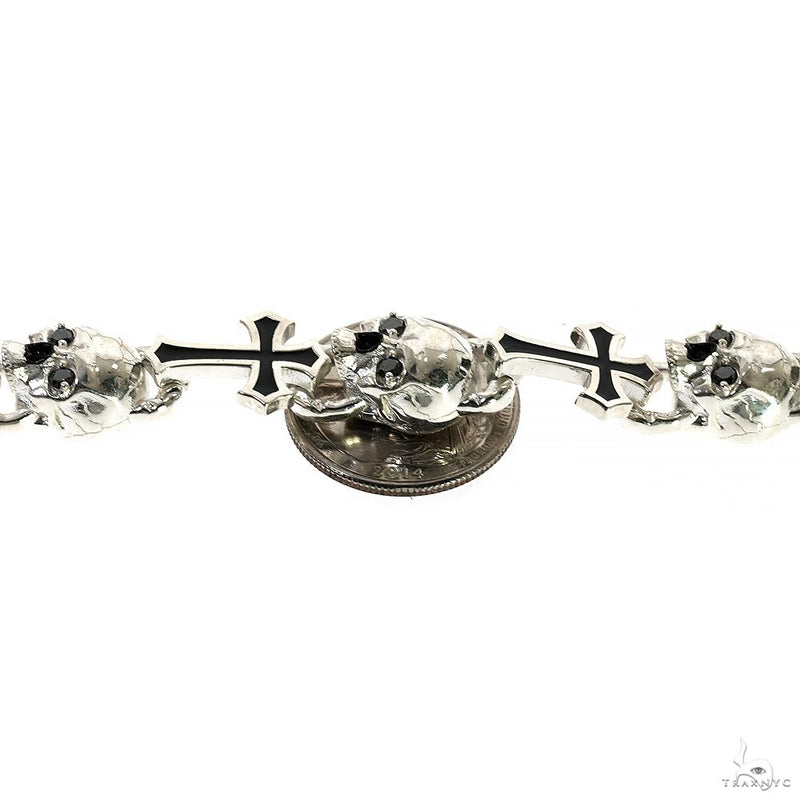 Life and Death Skull Cross Bracelet .925 Silver 70048 - Image 7