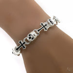 Life and Death Skull Cross Bracelet .925 Silver 70048 - Image 8
