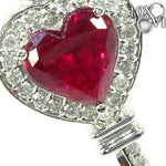 Synthetic Vivid Red Ruby Heart Key Pendant 25107 - Image 3