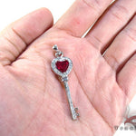 Synthetic Vivid Red Ruby Heart Key Pendant 25107 - Image 7