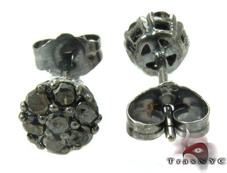 Cluster Black Diamond Stud Earrings 27877 - Image 5