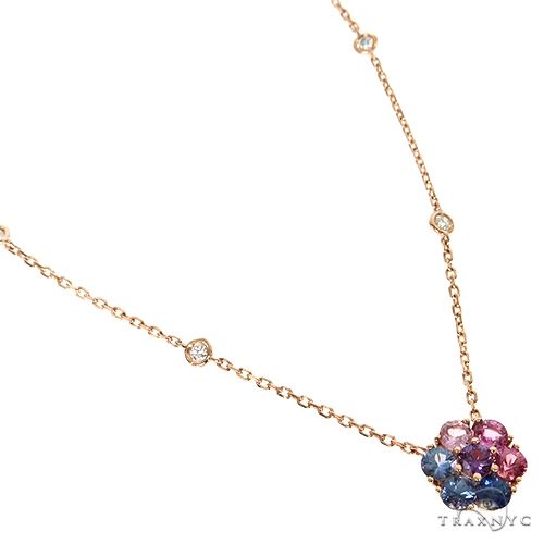 Cotton Candy Sapphire Diamond Flower Necklace 67409 - Image 2