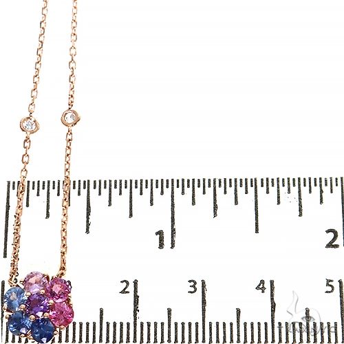 Cotton Candy Sapphire Diamond Flower Necklace 67409 - Image 4
