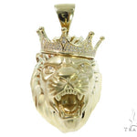 Large Crown Lion Head Diamond Pendant 49161 - Image 2