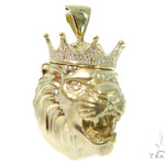 Large Crown Lion Head Diamond Pendant 49161 - Image 1