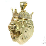 Large Crown Lion Head Diamond Pendant 49161 - Image 5