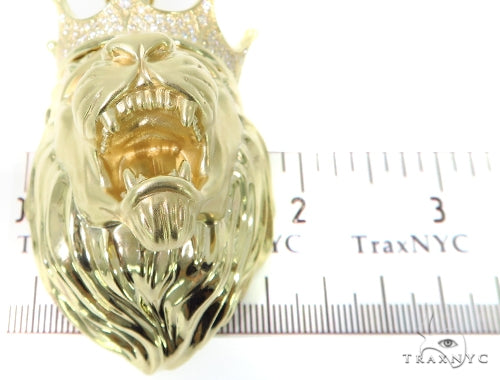Large Crown Lion Head Diamond Pendant 49161 - Image 7