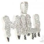 Custom  MILI Name Pendant with Drip in Black Diamonds 65221 - Image 2