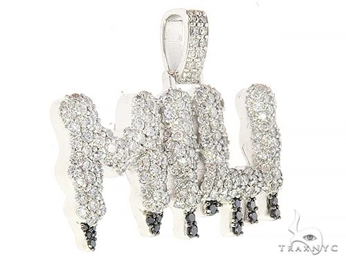Custom  MILI Name Pendant with Drip in Black Diamonds 65221 - Image 2