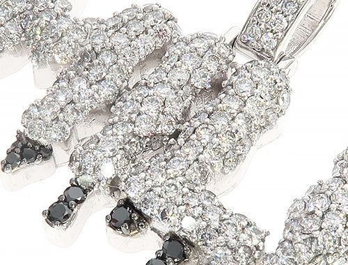 Custom  MILI Name Pendant with Drip in Black Diamonds 65221 - Image 4