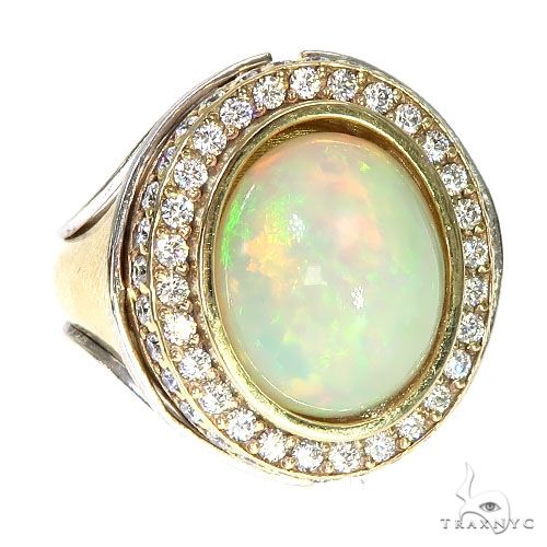 Custom 14K Gold Opal Diamond Ring 67293 - Image 1