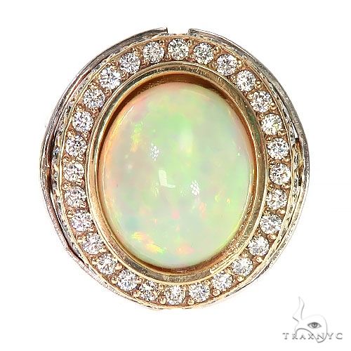 Custom 14K Gold Opal Diamond Ring 67293 - Image 2