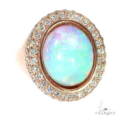 Custom 14K Gold Opal Diamond Ring 67292 - Image 1