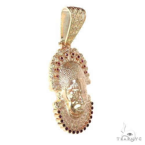 Custom 14K Gold Ruby African Mask Pendant 57697 - Image 2