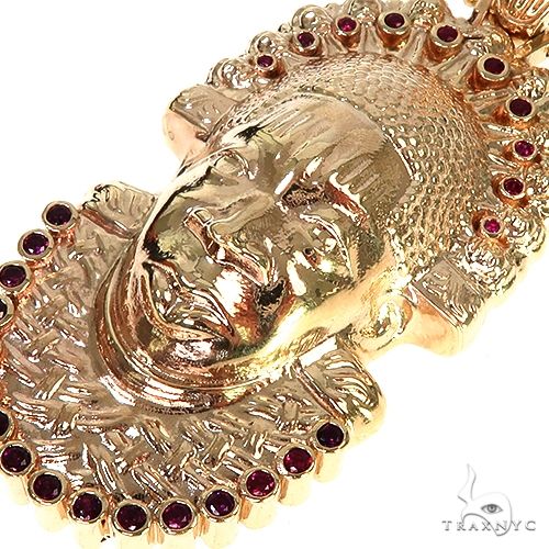Custom 14K Gold Ruby African Mask Pendant 57697 - Image 3