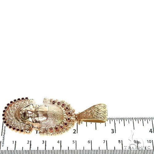 Custom 14K Gold Ruby African Mask Pendant 57697 - Image 6