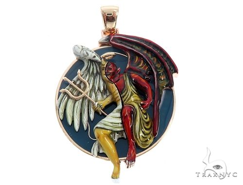 Custom 14K Yellow Gold Angel and Demon Charm Pendant 65013 - Image 1