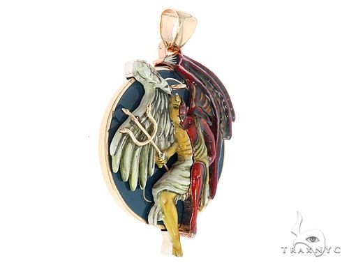 Custom 14K Yellow Gold Angel and Demon Charm Pendant 65013 - Image 2
