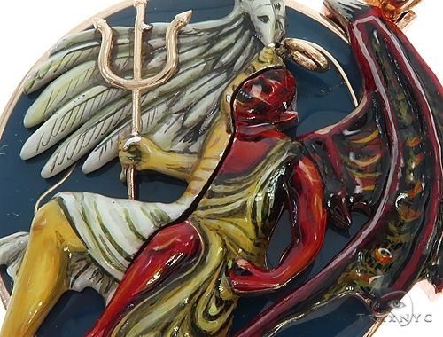 Custom 14K Yellow Gold Angel and Demon Charm Pendant 65013 - Image 4