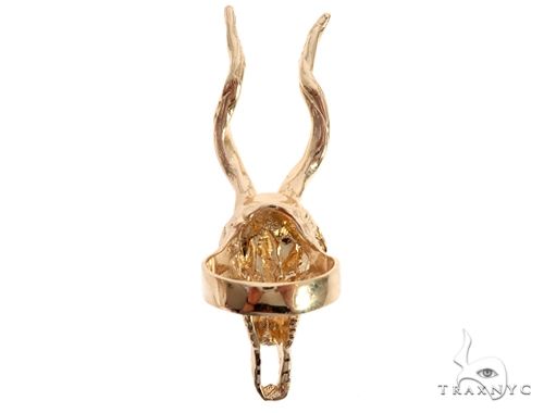 Custom 14K Yellow Gold Antelope Skull Ring 65011 - Image 5
