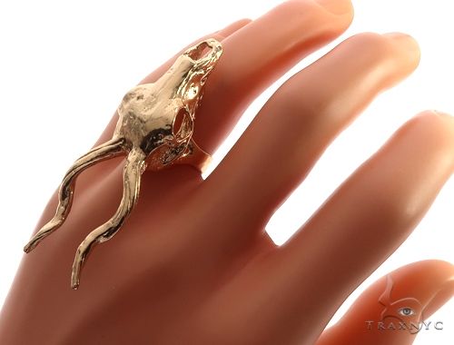 Custom 14K Yellow Gold Antelope Skull Ring 65011 - Image 8