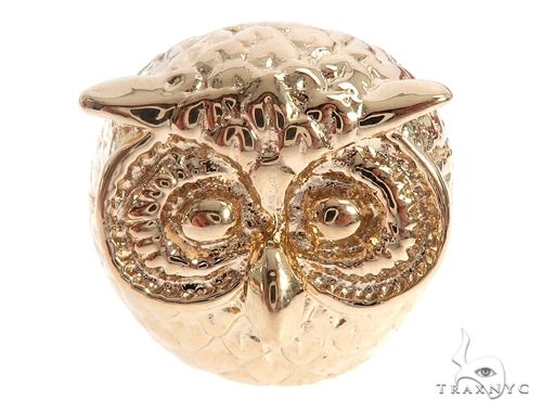 Custom 14K Yellow Gold Owl Ring 65010 - Image 2