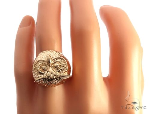 Custom 14K Yellow Gold Owl Ring 65010 - Image 8