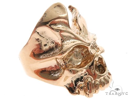 Custom 14K Yellow Gold Skull Ring 65008 - Image 3